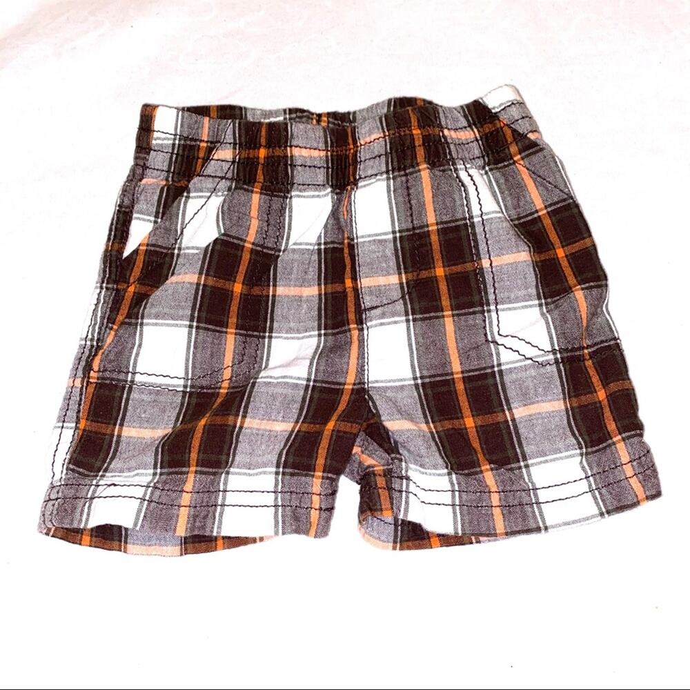 Jumping Beans Brown, White, Green & Orange Plaid Shorts